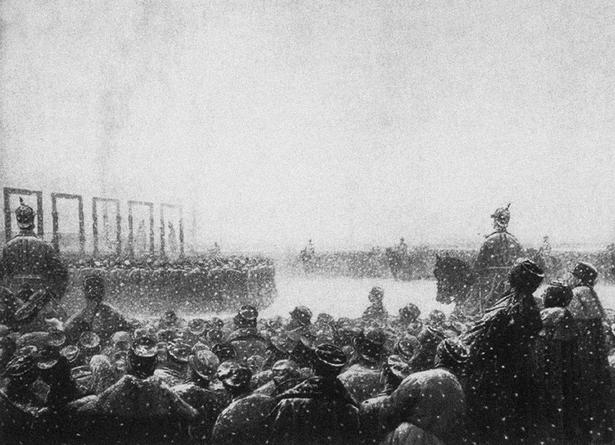 La ejecución de los terroristas en Rusia, 1884-1885 de Vasili Vasilievich Vereshchagin