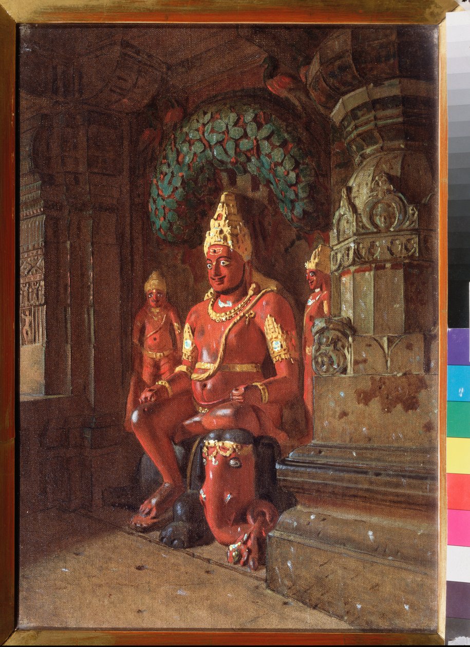 Una estatua de Vishnu en el templo de Indra - Pintura de Vasili Vasilyevich Vereshchagin (Vassili Vereshchagin) (1842-1904), óleo sobre lienzo de Vasili Vasilievich Vereshchagin