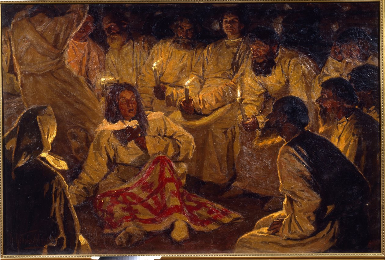 Les flagellants - khlysts - khlysty - La secta Khlysty - Konovalov, Vasili Vasilyevich(1864-1908) - Museo del Patrimonio Local, Volsk de Vasili Vasilyevich Konovalov