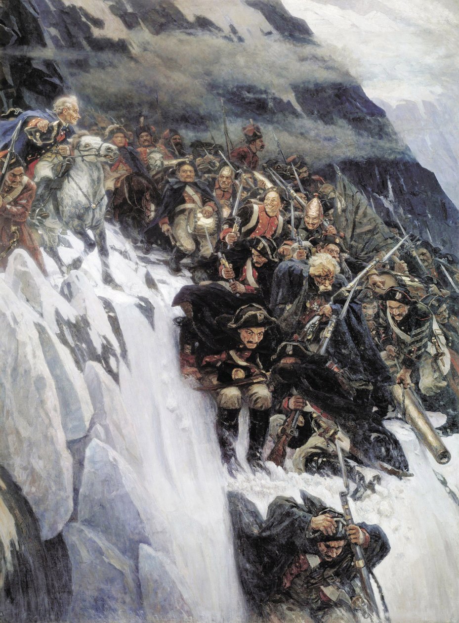 El Ejército de Suvorov Cruzando los Alpes en 1799, 1899 de Vasilij Ivanovic Surikov