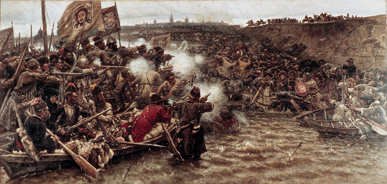 La conquista de Siberia por Yermak en 1582, 1895 de Vasilij Ivanovic Surikov