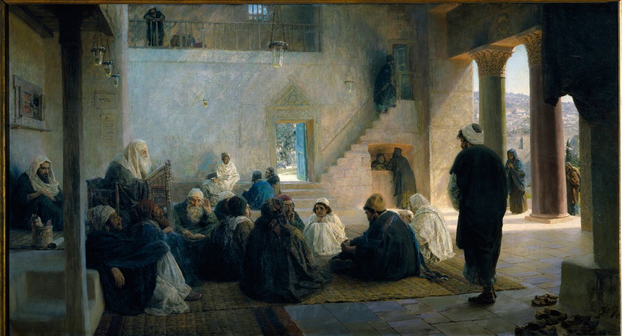 Cristo entre los doctores de la ley. Pintura de Vasili Dmitrievich Polenov (1844-1927), óleo sobre lienzo de Vasilij Dmitrievich Polenov
