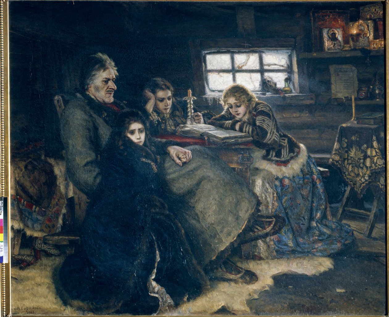 Alexandre Danilovic Menchikov y su familia en el exilio de Vasilij Ivanovic Surikov
