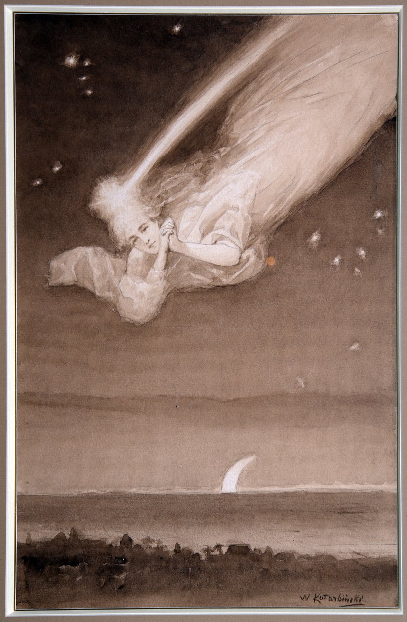 Etoile filante (Estrella fugaz) - Acuarela sobre papel de Vassili (Vasili, Vasilii, Wilhelm) Alexandrovich Kotarbinsky (Kotarbinski, Kotarbinskii) (1849-1921), años 1910 - Collection privee de Vasily Alexandrovich Kotarbinsky