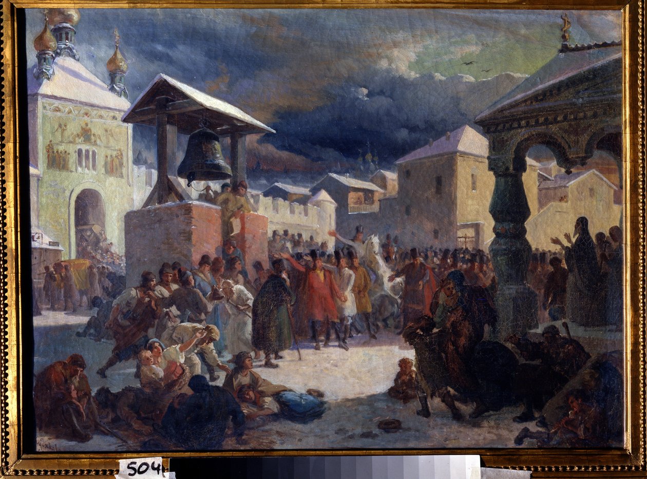 La veche en la república de Novgorod. Pintura de Vasili Grigorievich Khudyakov (1826-1871). Óleo sobre lienzo de Vasily Grigorievich Khudyakov