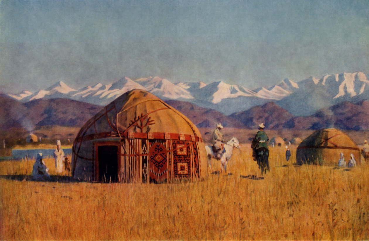Yurta kirguís junto al río Chu, 1869-1870 de Vasily Vereshchagin