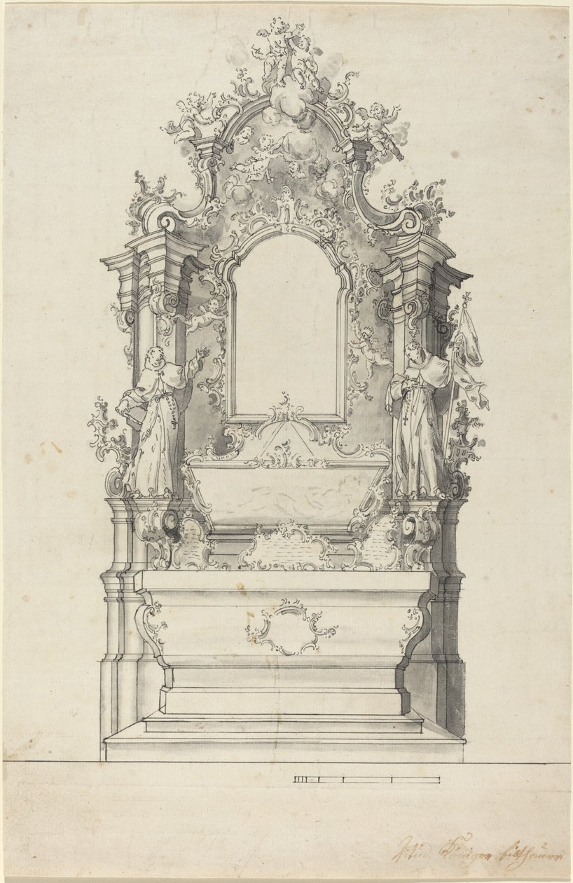 Altar rococó con una tumba relicario de Veit Königer