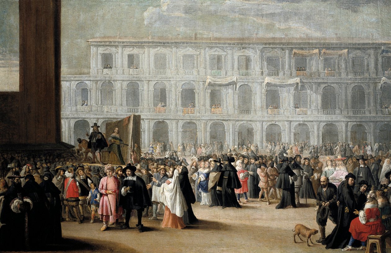 Carnaval en la Plaza de San Marcos, Venecia de Venetian School