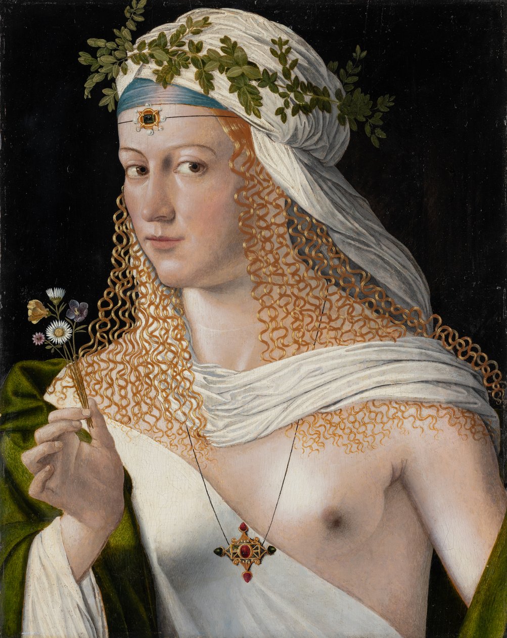 Retrato idealizado de una joven como Flora, c.1520 (técnica mixta sobre álamo) de Veneto Bartolomeo
