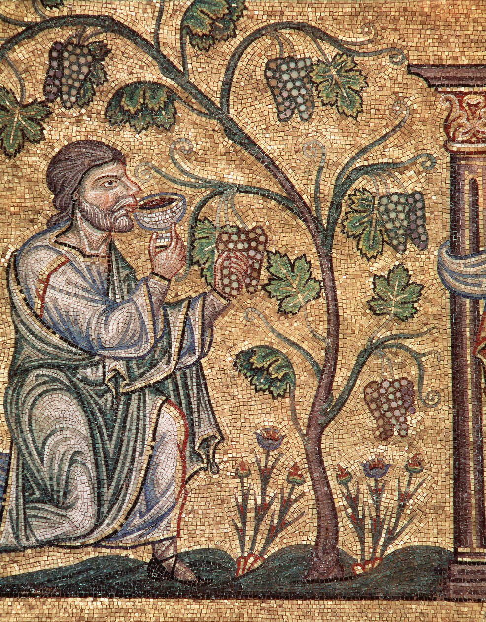 Vida de Noé, la embriaguez (detalle de mosaico) de Veneto Byzantine School
