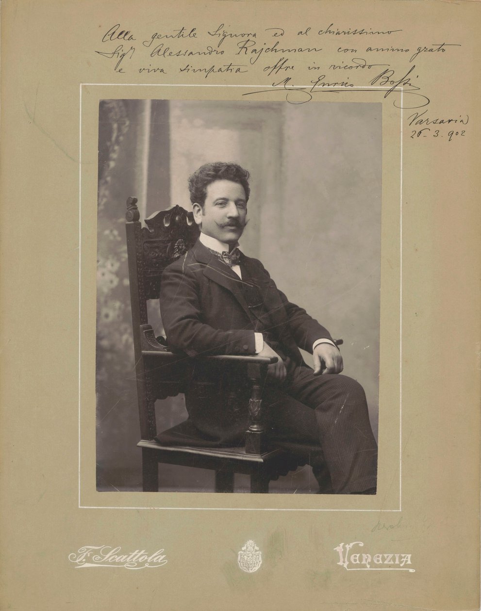 Retrato del organista y compositor Marco Enrico Bossi 1861-1925, c. 1900 de Venezia . Photo studio Francesco Scattola