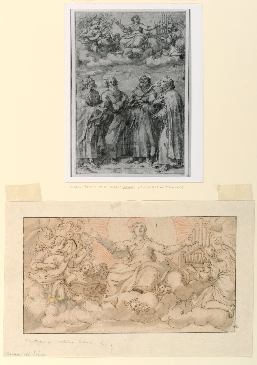 Dibujo, La Asunción de la Virgen, principios del siglo XVII de Ventura Salimbeni
