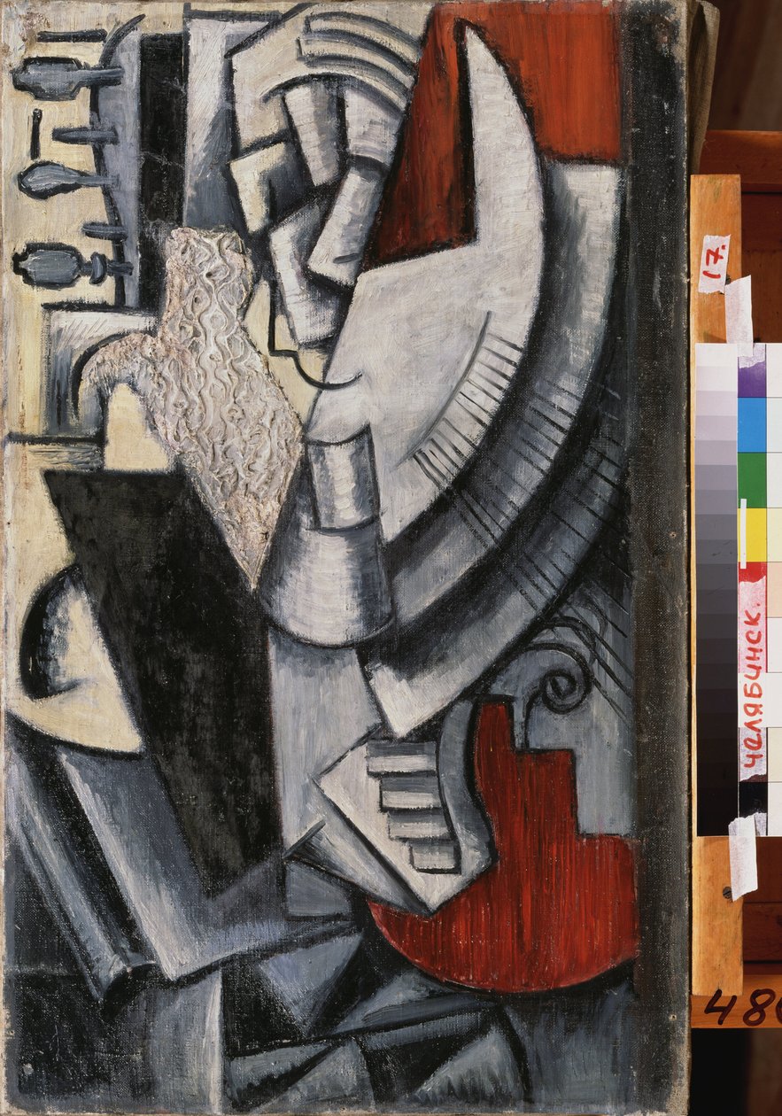 Retrato del artista Vladimir Tatlin (Tatline) (1885-1953) con una Bandura (Bandoura) de Vera Yefremova Pestel