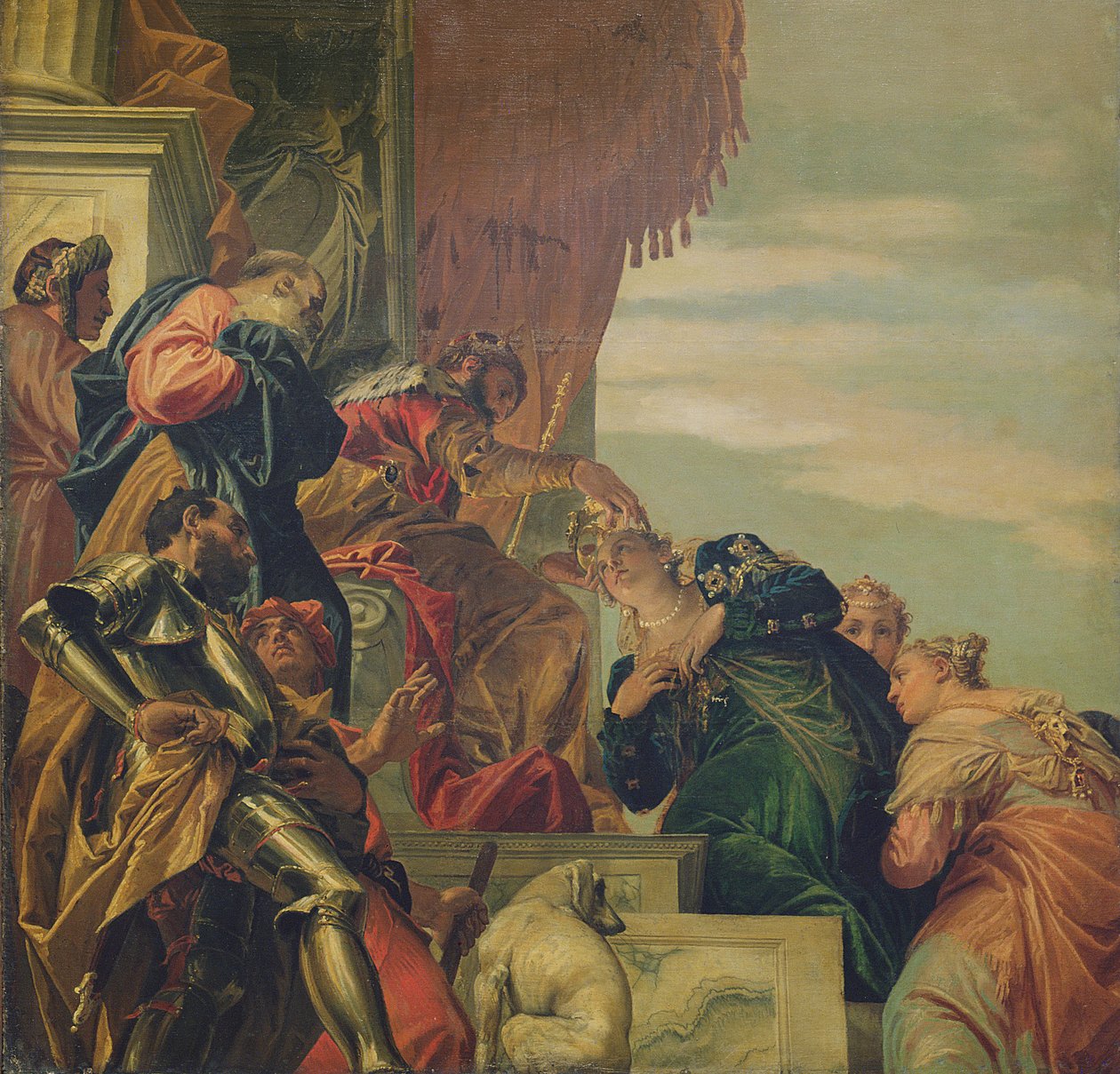 El rey Asuero corona a Ester, 1556 (parte del techo) de Paolo Veronese