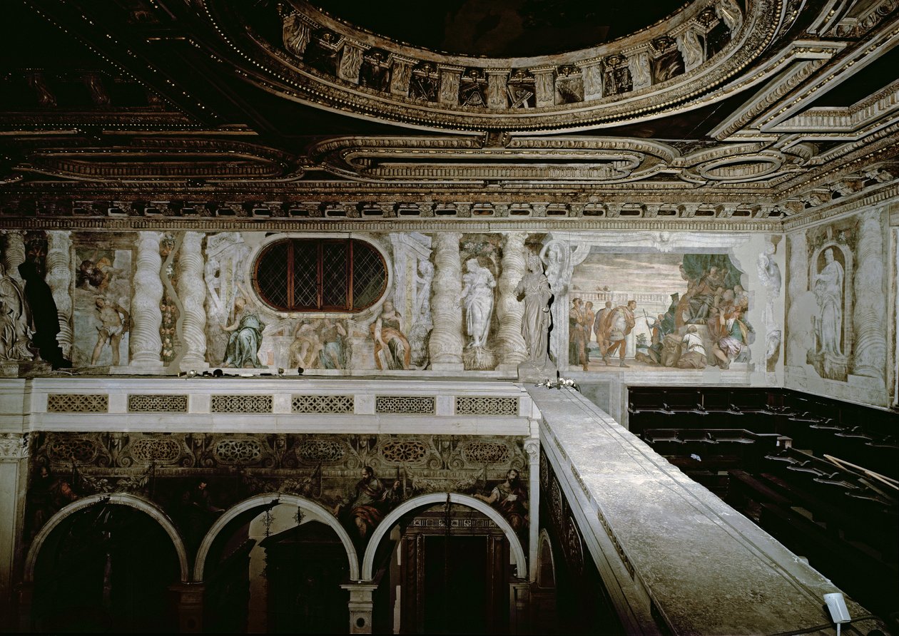 San Sebastián ante el Emperador, su martirio y tres sibilas, frescos de la galería de Paolo Veronese