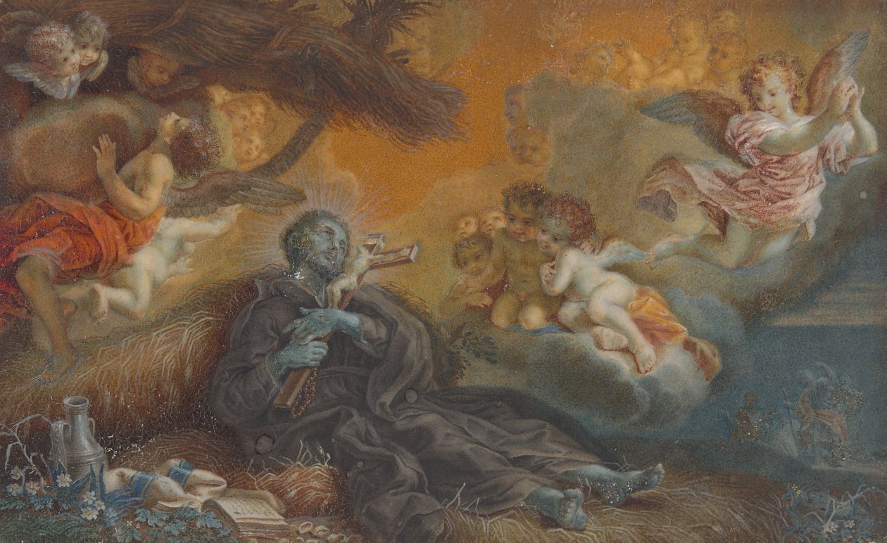 La muerte de San Francisco Javier, c.1750 (óleo sobre vitela) de Veronica Stern