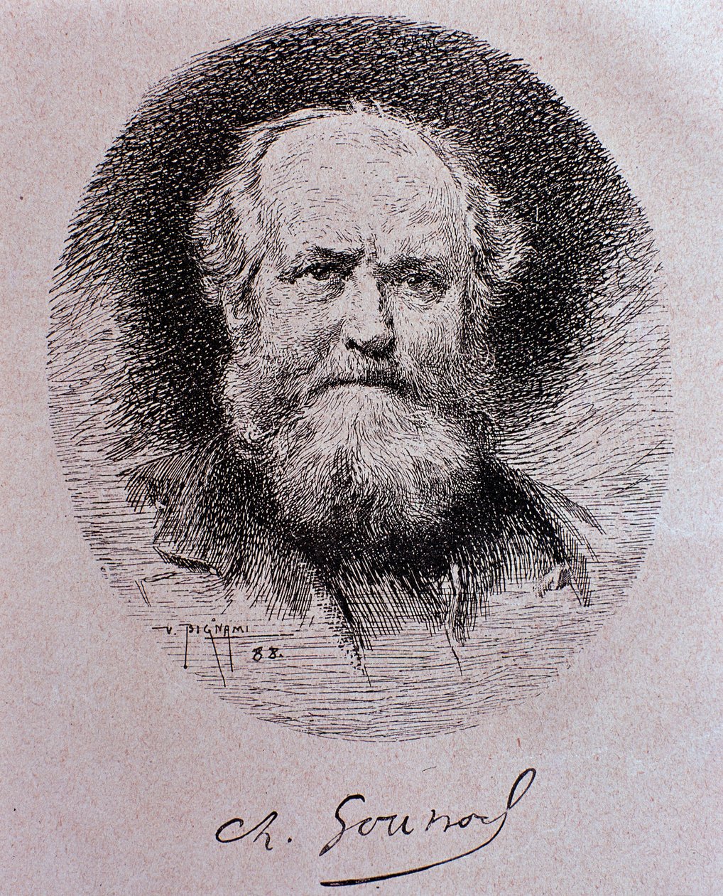 Retrato de Charles Gounod (dibujo) de Vespasiano Bignami