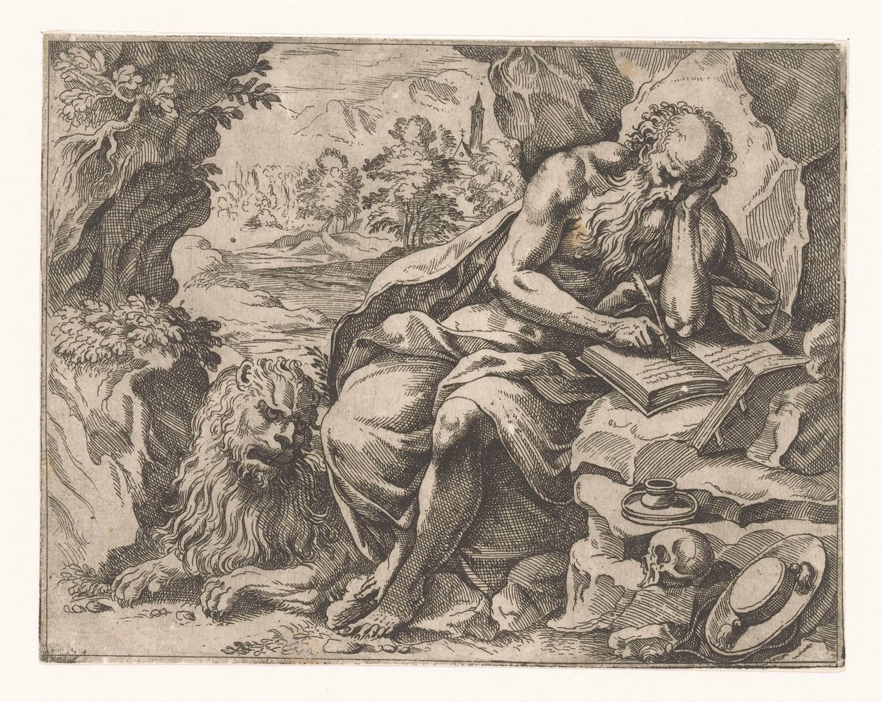 San Jerónimo en el desierto de Vespasiano Strada (attributed to)