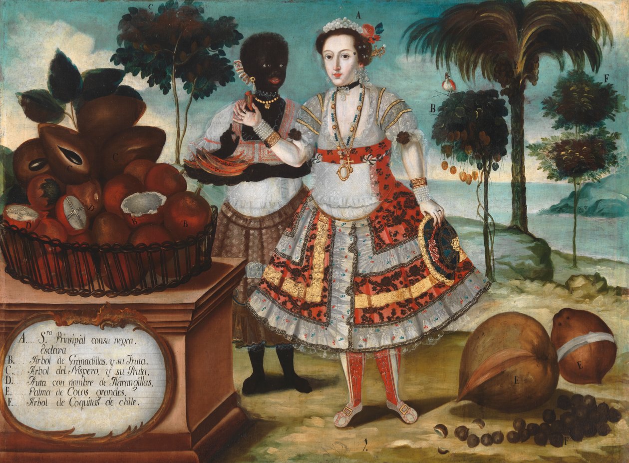 Mujer noble con su esclava negra, c.1783 (óleo sobre lienzo) de Vicente Alban