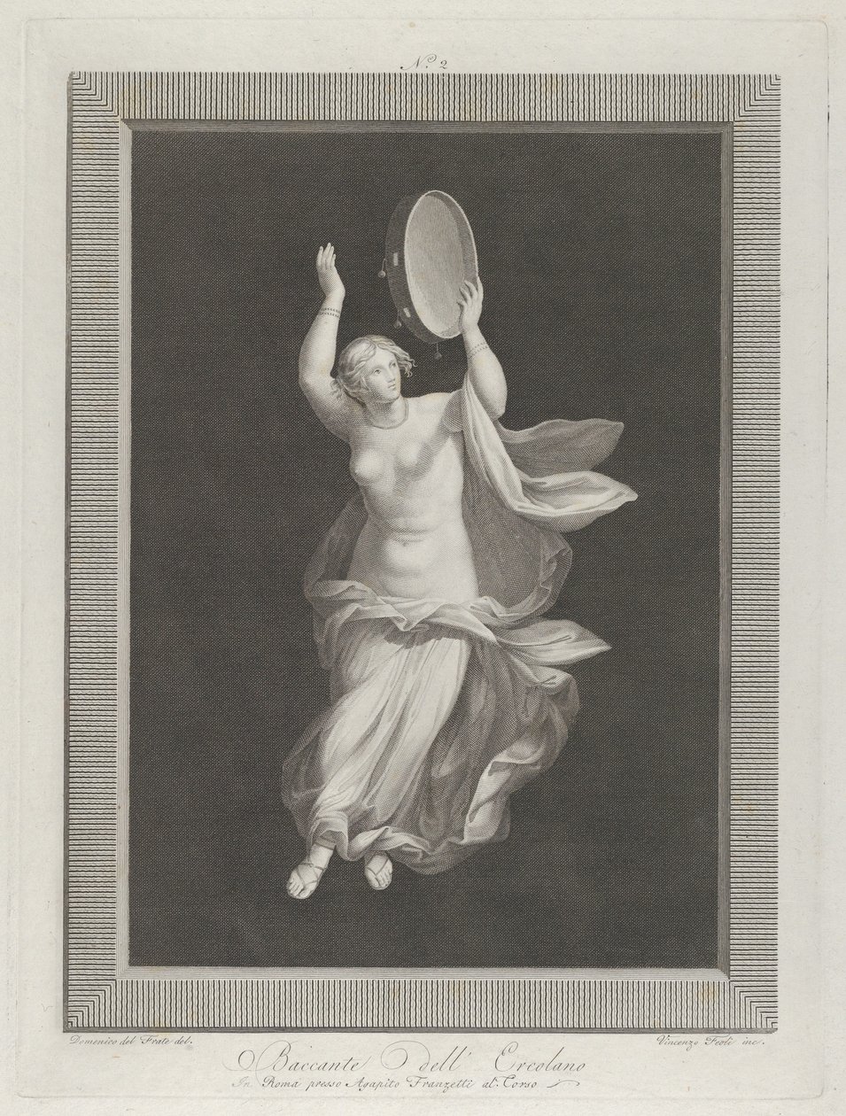 Una bacante parcialmente desnuda tocando una pandereta, ca. 1795-1820 de Vicenzo Feoli