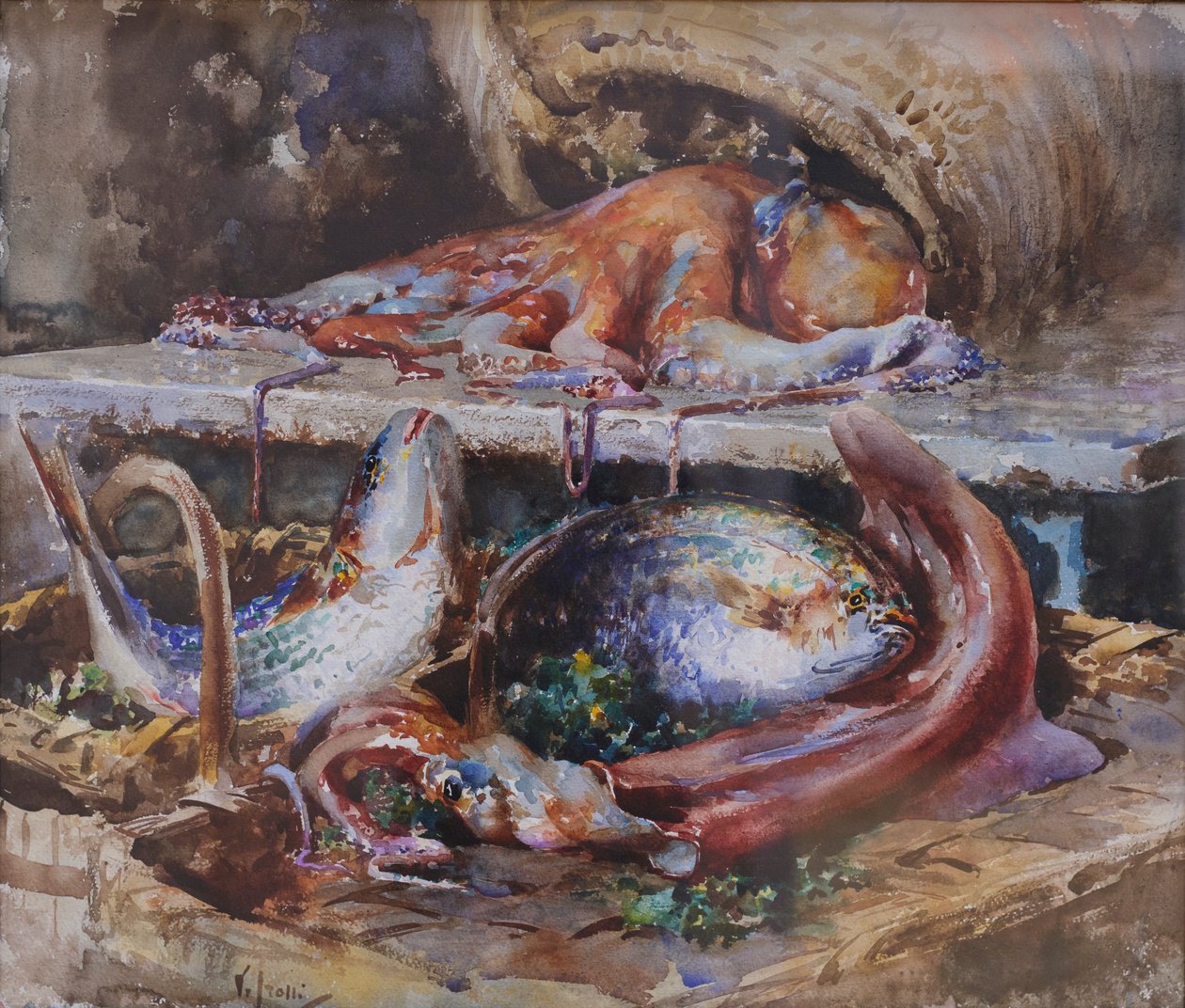 Pesca marítima (acuarela sobre papel) de Vicenzo Irolli