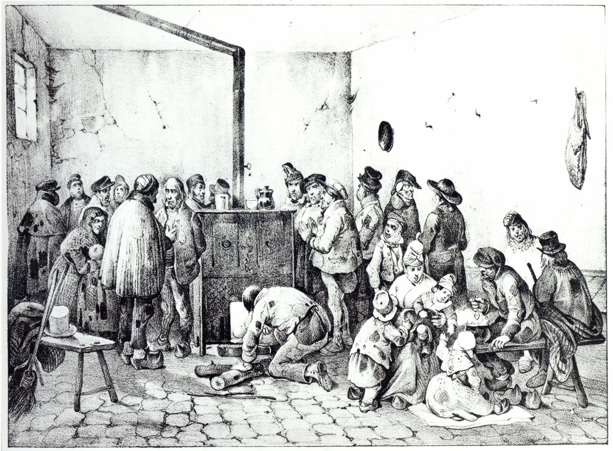 La sala de calentamiento público en París, 1840 de Victor Adam
