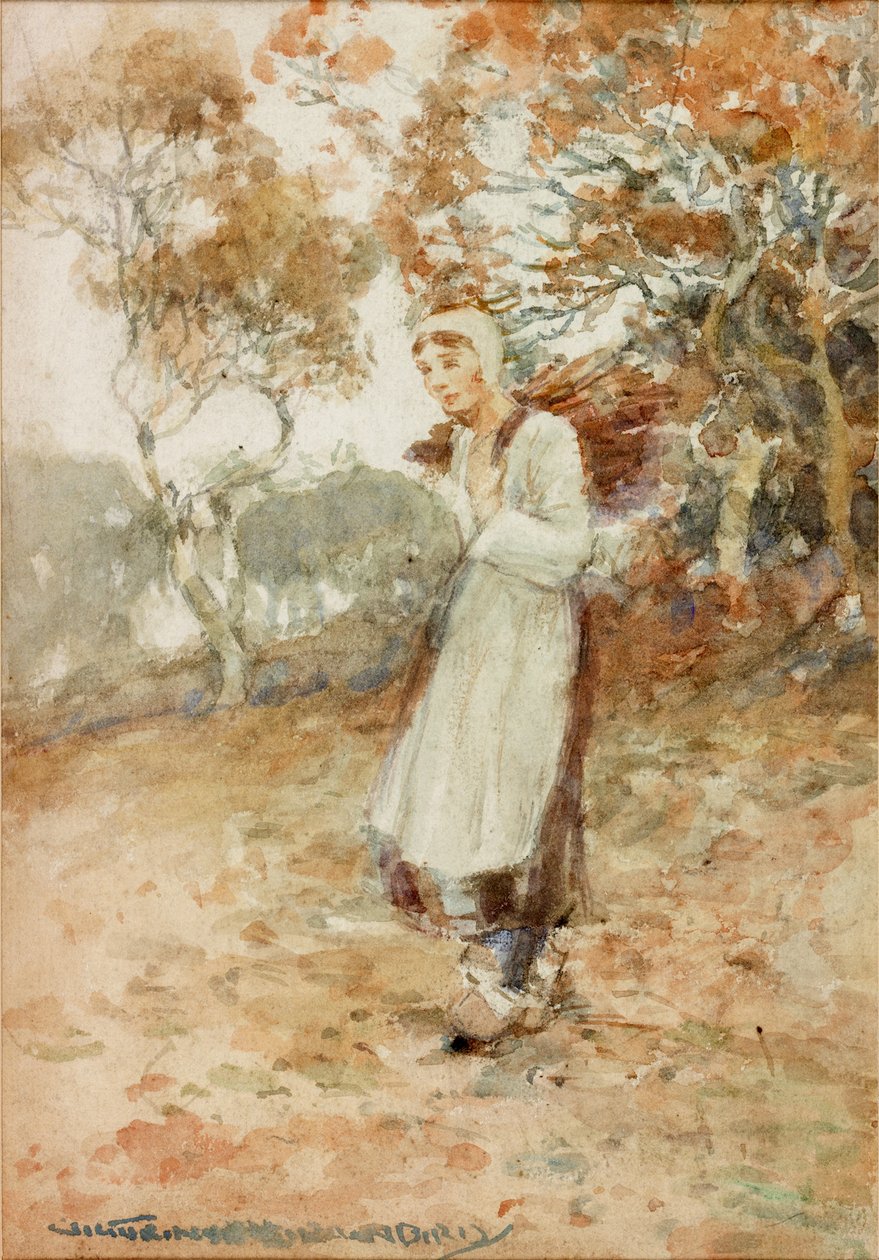 Niña llevando un fardo de leña de Victor Noble Rainbird