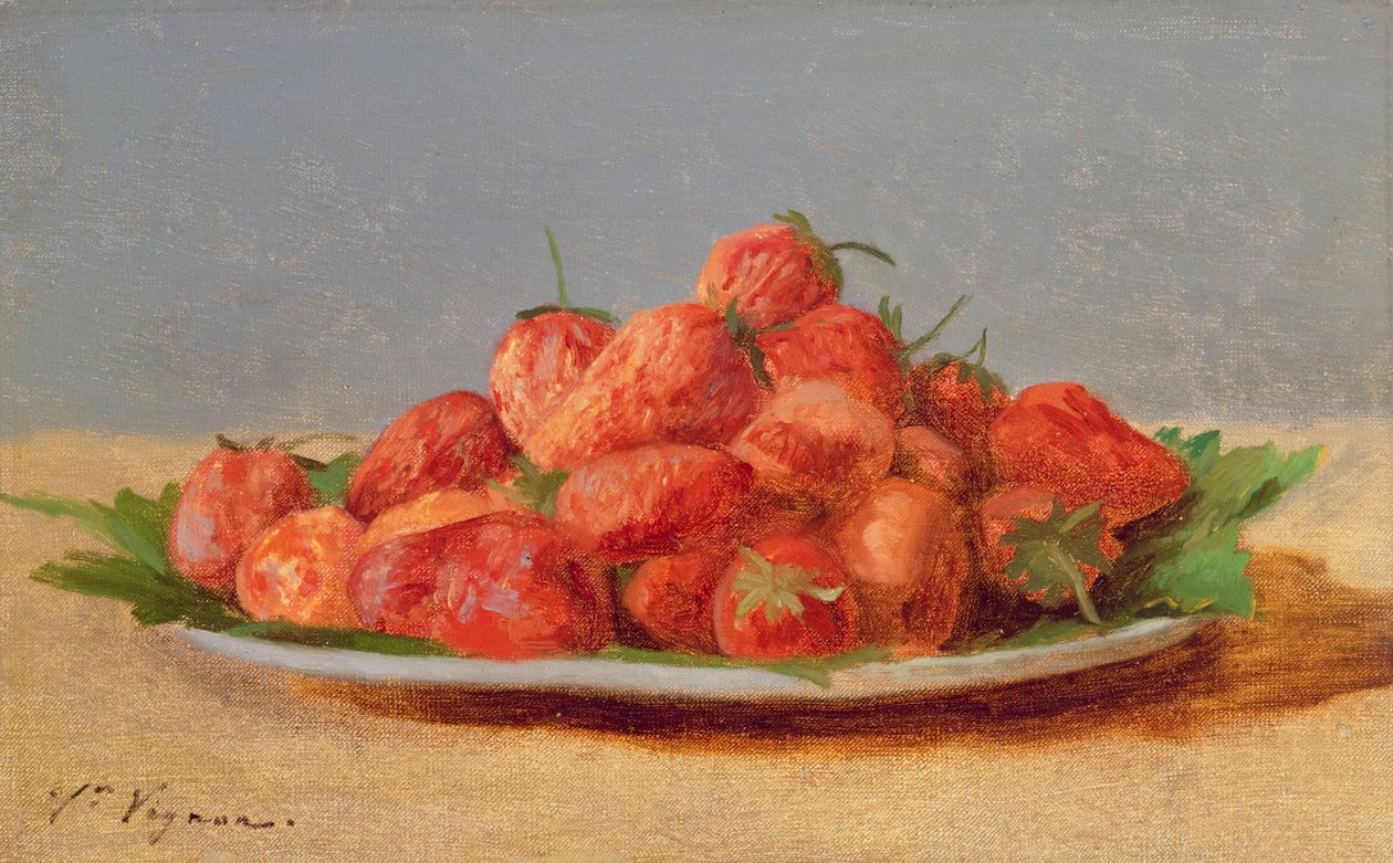 Naturaleza Muerta con Fresas en un Plato de Victor Vignon
