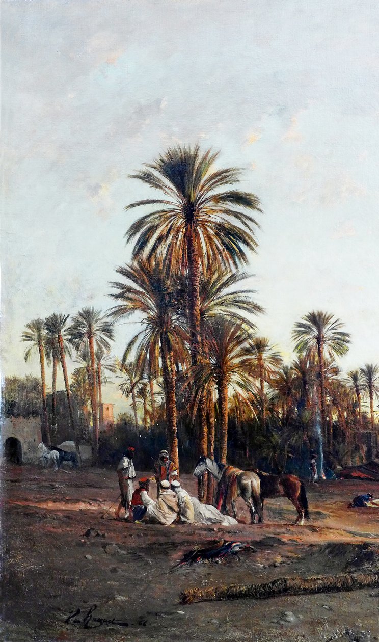 Borde del oasis, detalle de Victor Pierre Huguet