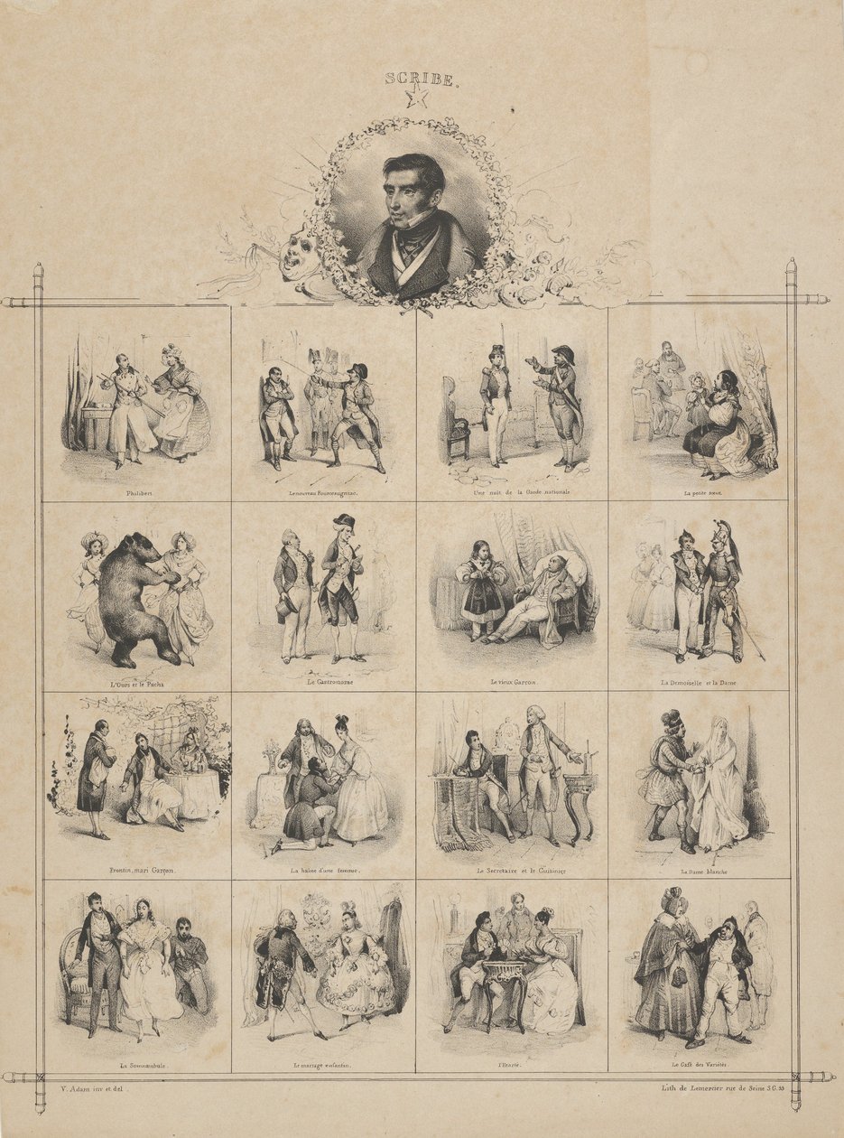 Augustin-Eugène Scribe con Personajes, siglo XIX de Victor Adam
