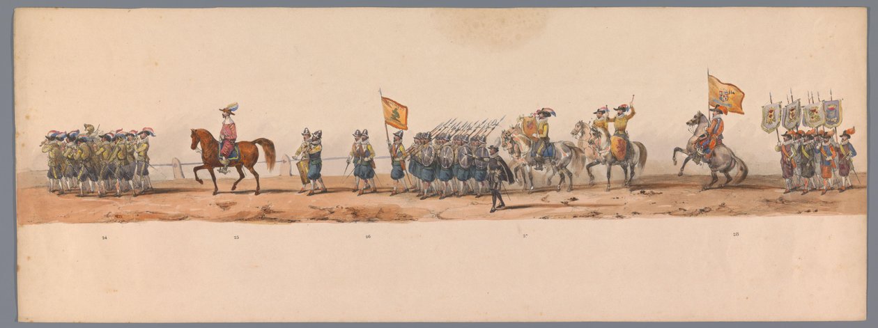 Procesión histórica en el segundo centenario de la Universidad de Ciencias Aplicadas de Utrecht, 1836 (lámina 7) Acercamiento de los ejércitos holandeses a Ostende, 3 de julio de 1600, el día después de la victoria en Nieuwpoort; según la representación di de Victor Adam