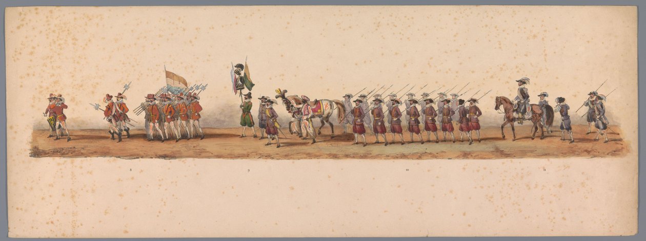 Procesión histórica en el segundo centenario de la Universidad de Ciencias Aplicadas de Utrecht, 1836 (lámina 3) Acercamiento de los ejércitos holandeses a Ostende, 3 de julio de 1600, el día después de la victoria en Nieuwpoort; según la representación di de Victor Adam