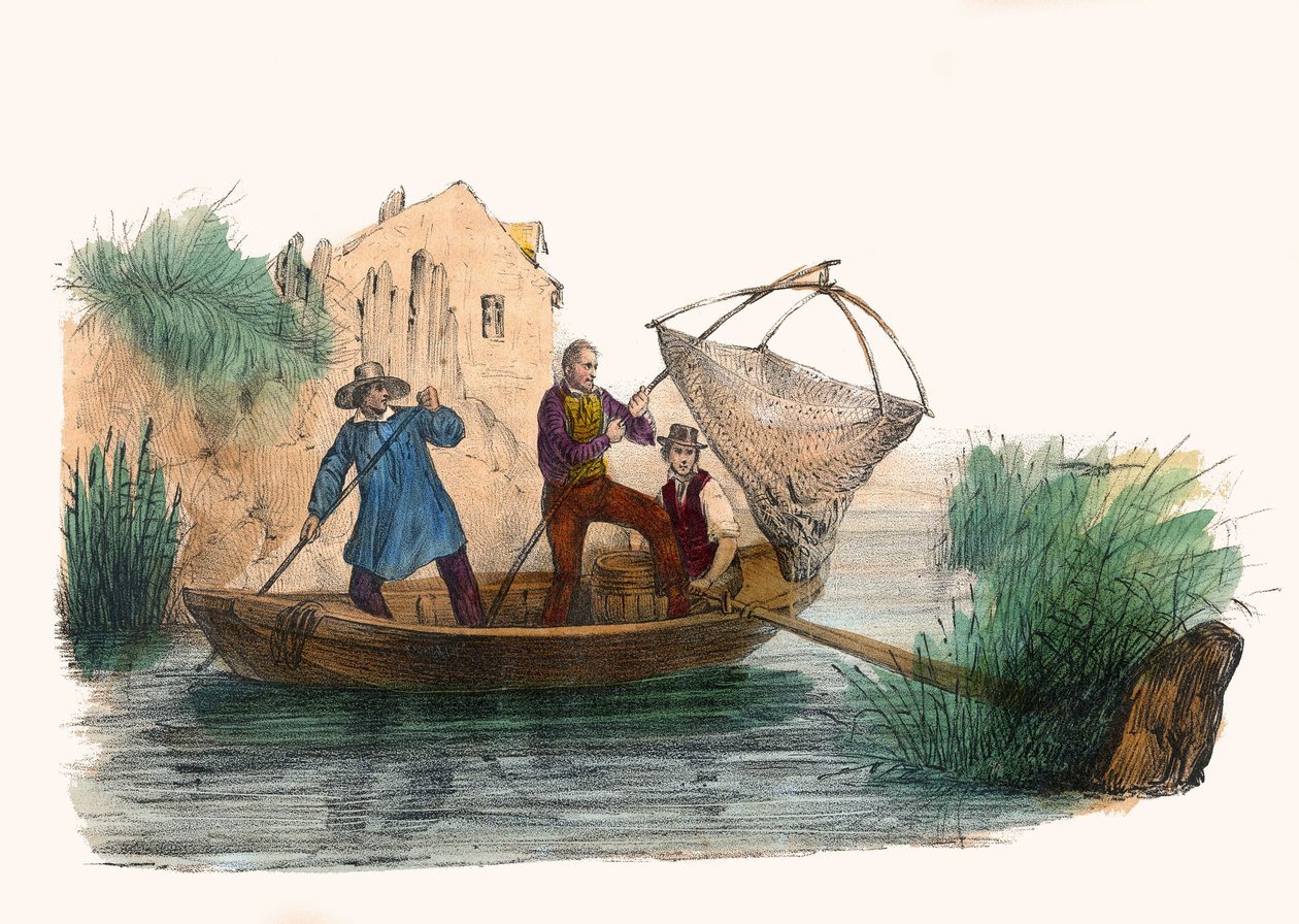 La Pesca. en "Album Grotesque, Choices of Outstanding Types", ilustraciones de Victor Adam, París, circa 1850. de Victor Adam