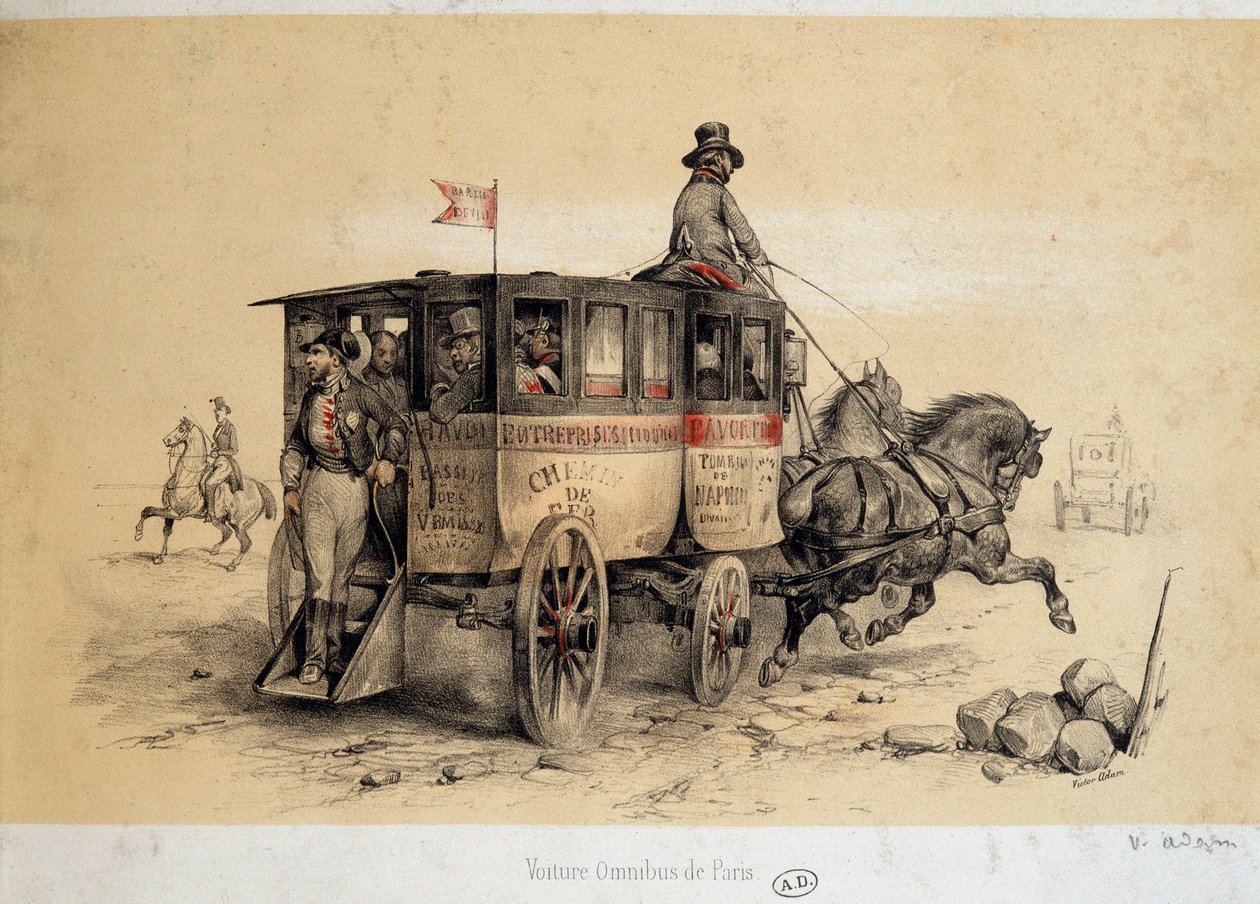 Coche ómnibus de París - Litografía de Adam, ca. 1840 de Victor Adam