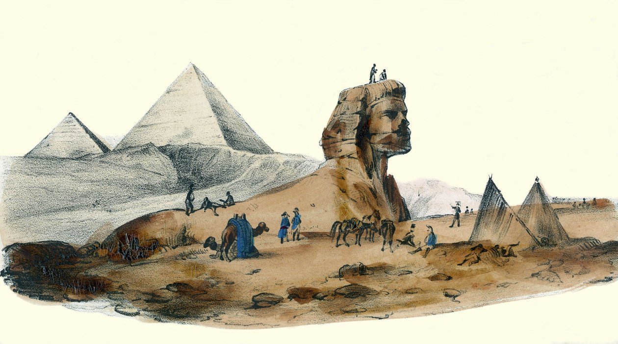 El coronel francés en Egipto. en "Album Grotesque, Choices of Remarkable Types", ilustraciones de Victor Adam, París, circa 1850. de Victor Adam