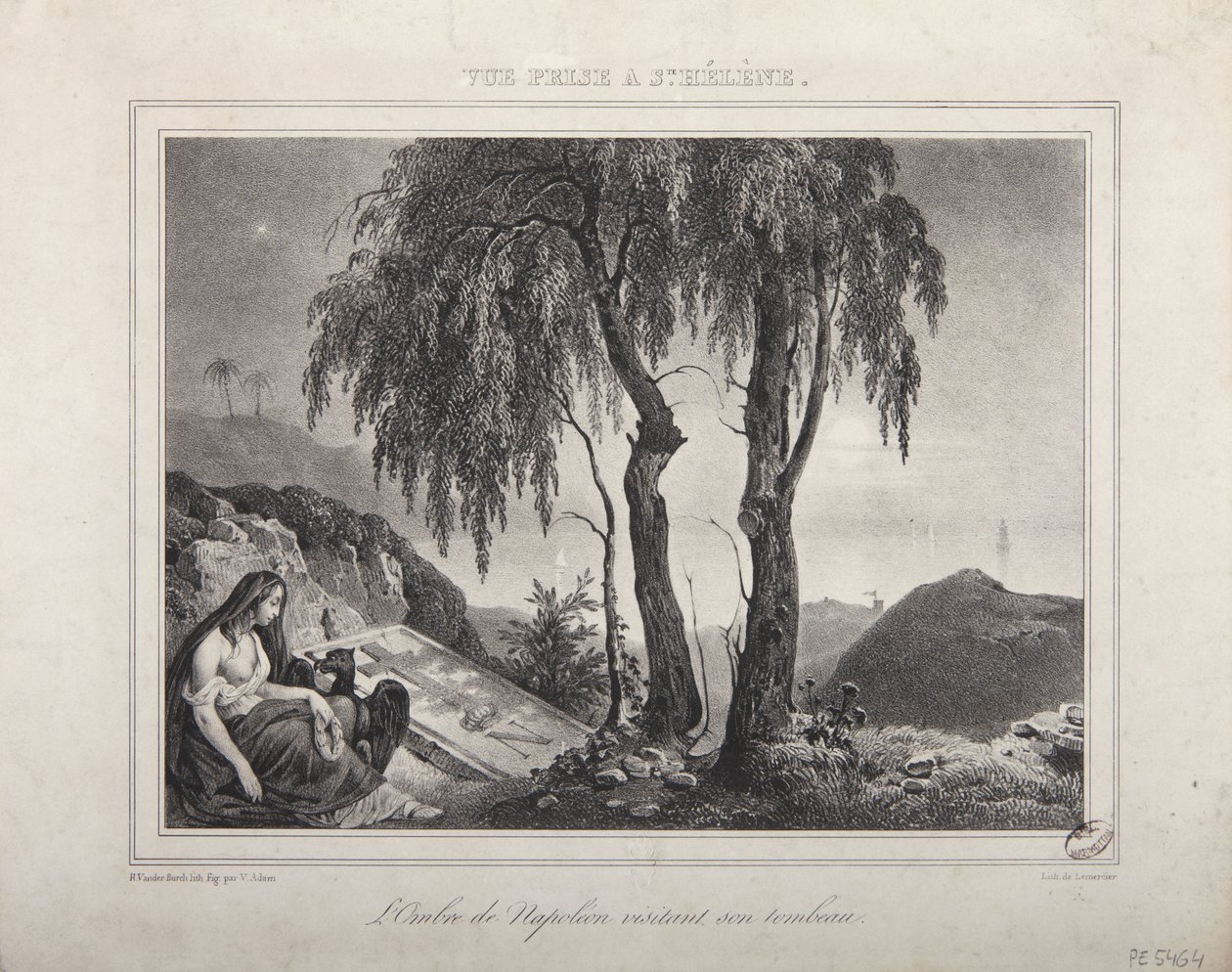 La sombra de Napoleón visitando su tumba, vista de Santa Elena de Victor Adam