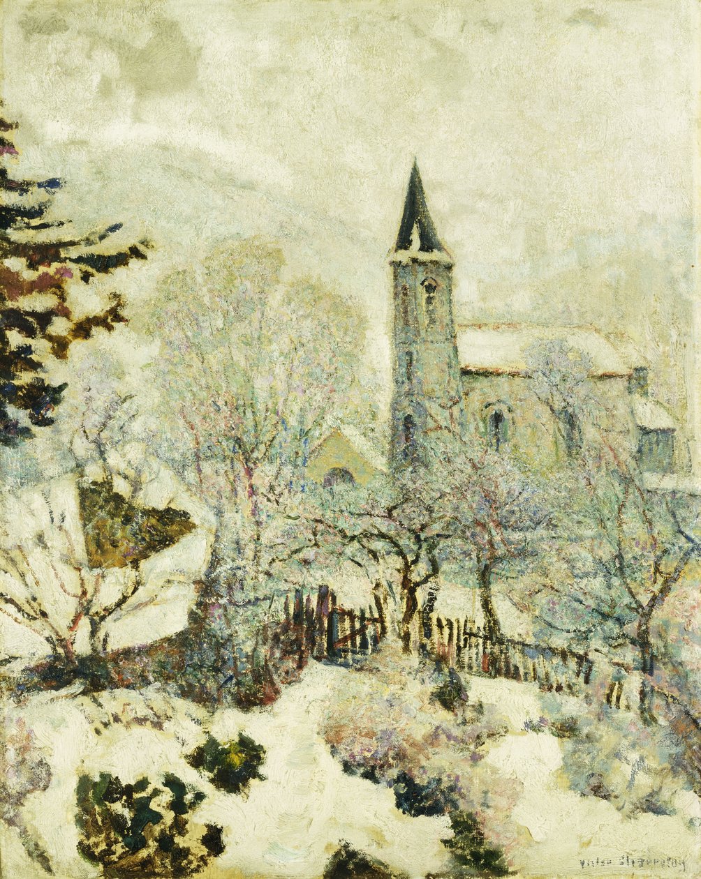 Iglesia de Murol en invierno; L