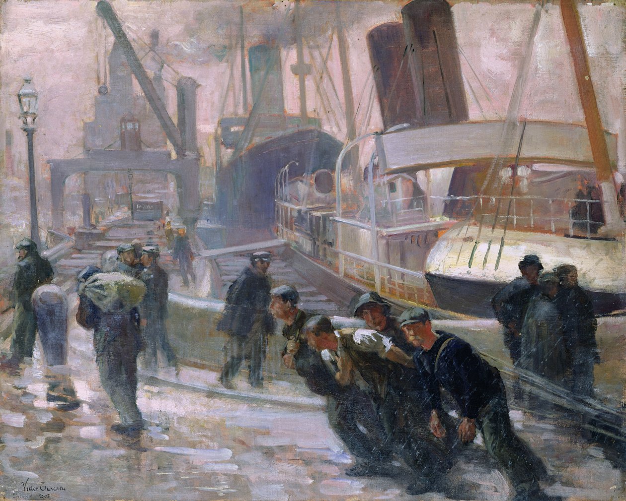Estibadores de Liverpool al amanecer, 1903 de Victor Francois Tardieu