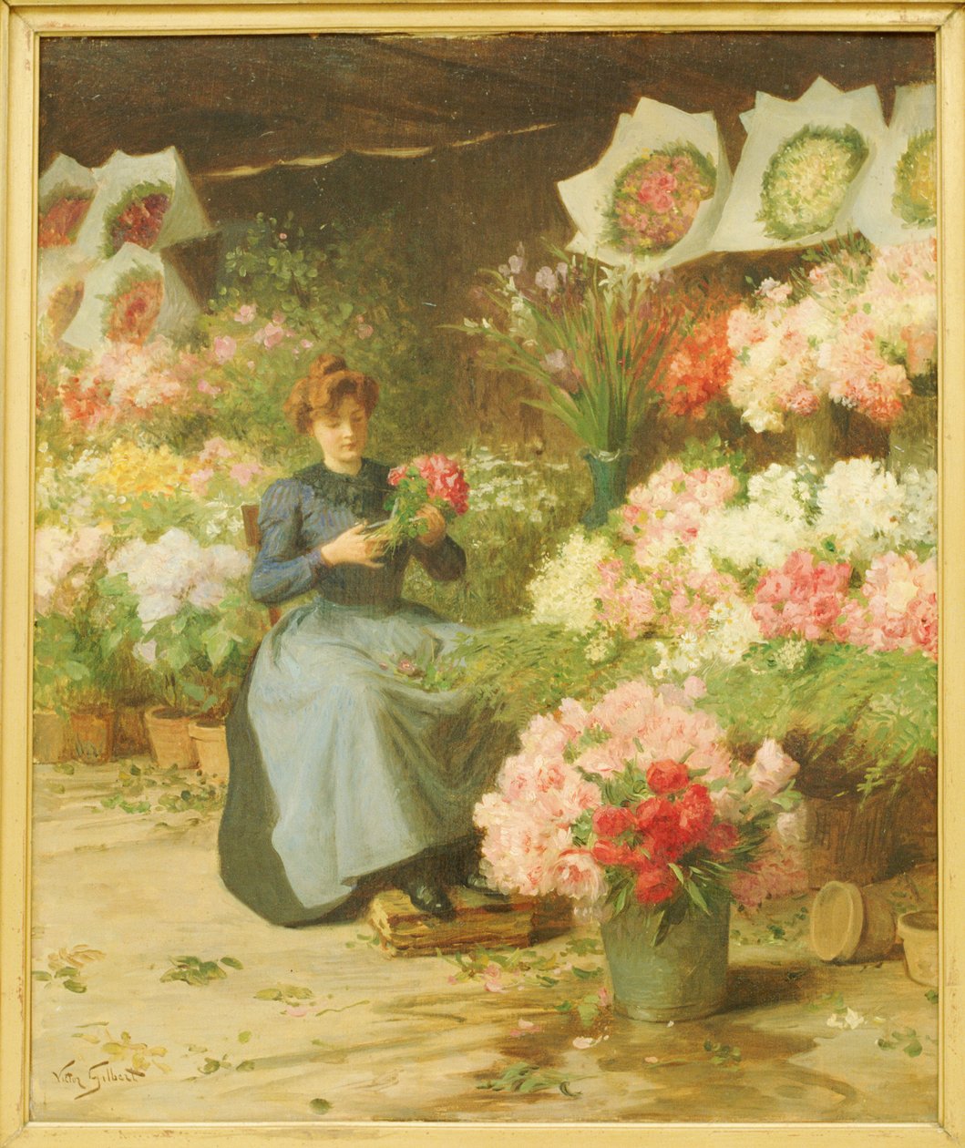 Vendedora de flores frente a la iglesia de la Madeleine de Victor Gabriel Gilbert