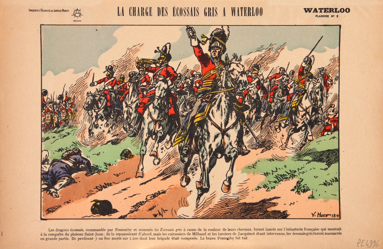 Carga de los Royal Scots Greys en la Batalla de Waterloo, c.1920 de Victor Huen