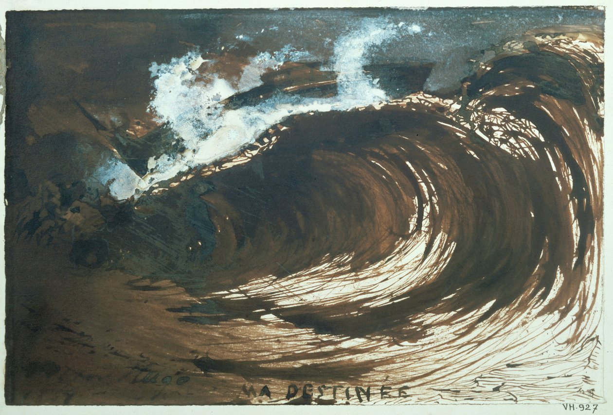 Ma destinee ... (pluma, aguada y gouache) de Victor Hugo