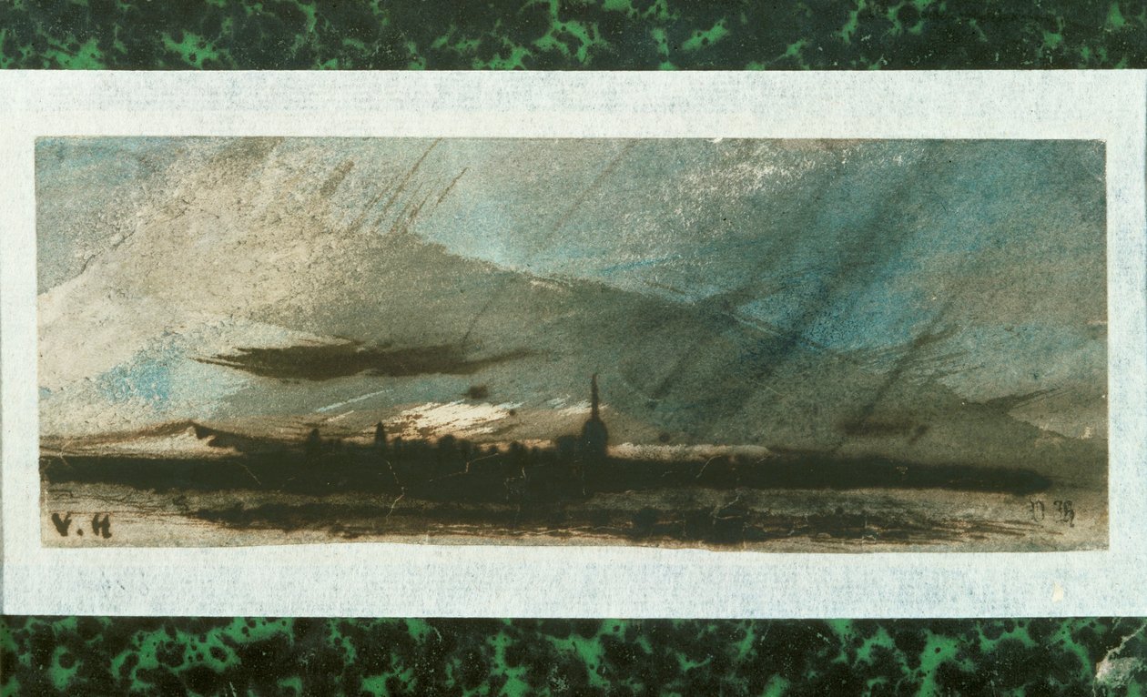 Ville au crespuscule Pluma y lavado ... de Victor Hugo