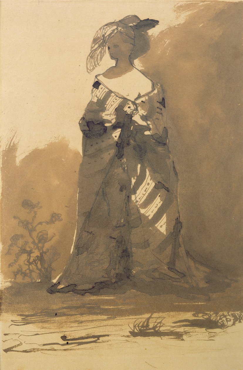 Mujer con abrigo y sombrero con plumas de Victor Hugo
