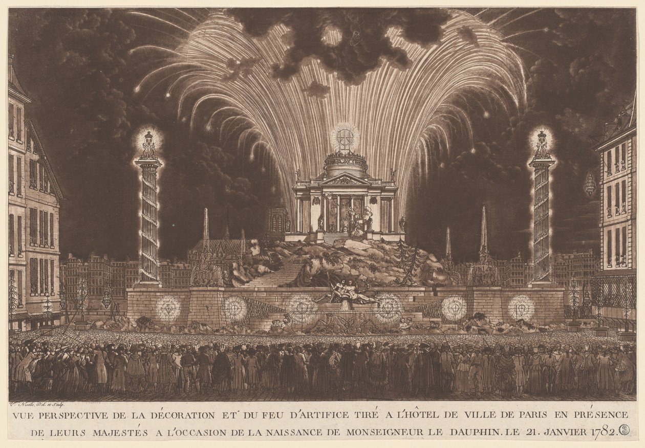 La decoración y los fuegos artificiales... el nacimiento de Monseigneur le Dauphin de Victor Jean Nicolle