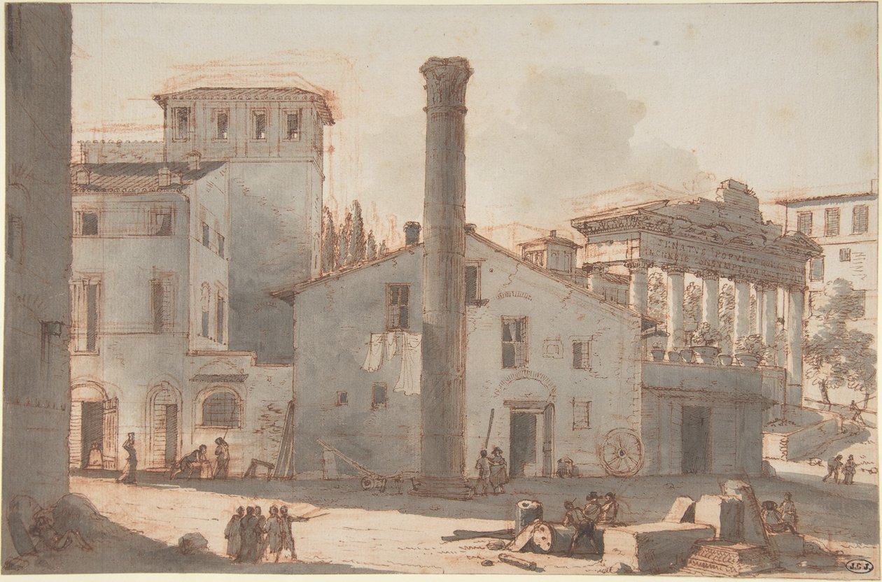 Vista del Foro Romano con la columna de Focas y el templo de Saturno de Victor Jean Nicolle