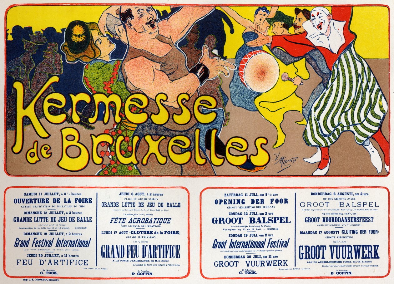 Estilo de vida. Kermés de Bruselas (Carnaval), Bélgica. Cartel de V. Mignot, Bélgica, c.1890 (cartel) de Victor Mignot