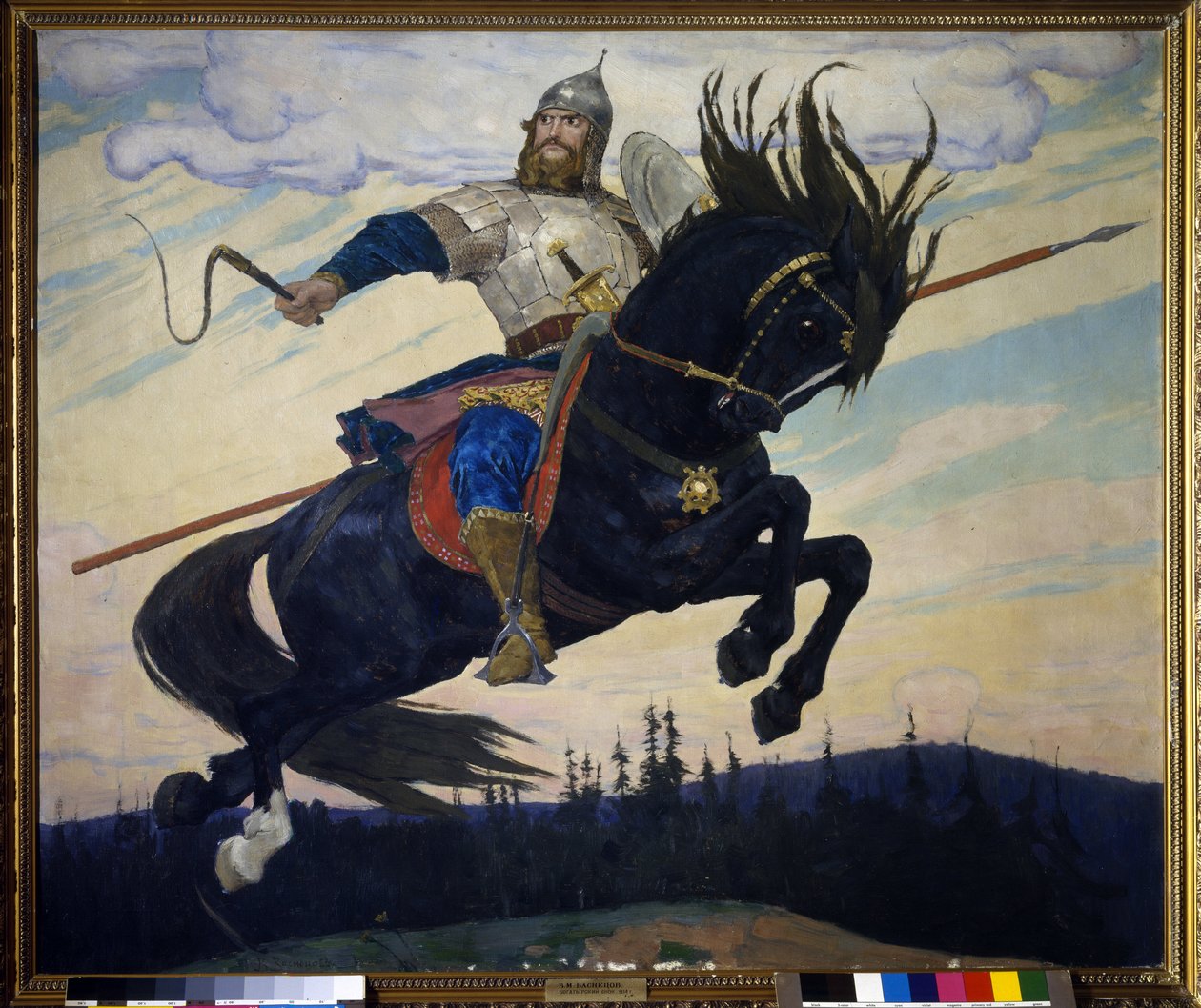 Ilya Muromets (Elie de Murom) (Ilya Muromets). Héroe legendario ruso. Pintura de Viktor Mikhailovich Vasnetsov (1848-1926), óleo sobre lienzo de Victor Mikhailovich Vasnetsov