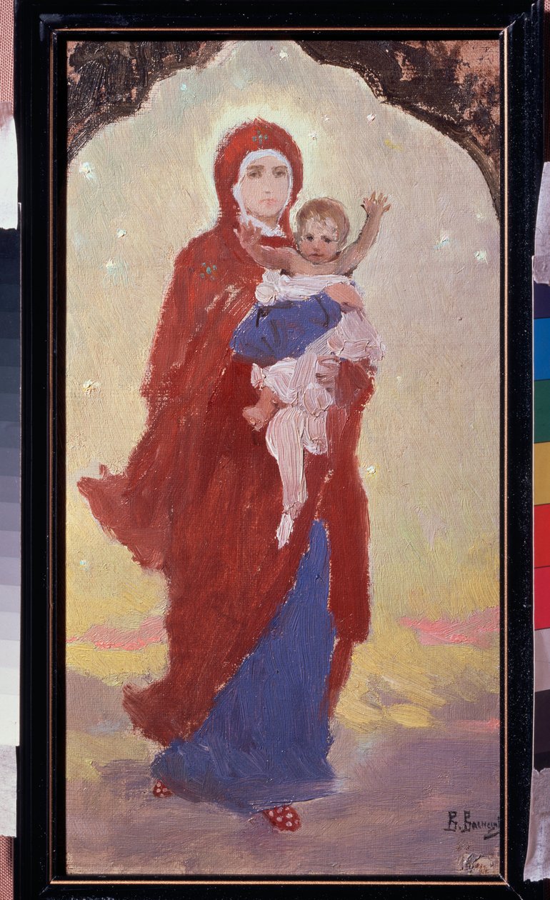 La Virgen y el Niño (Virgin and Child) - Pintura de Viktor Mikhaylovich Vasnetsov (1848-1926), óleo sobre lienzo de Victor Mikhailovich Vasnetsov
