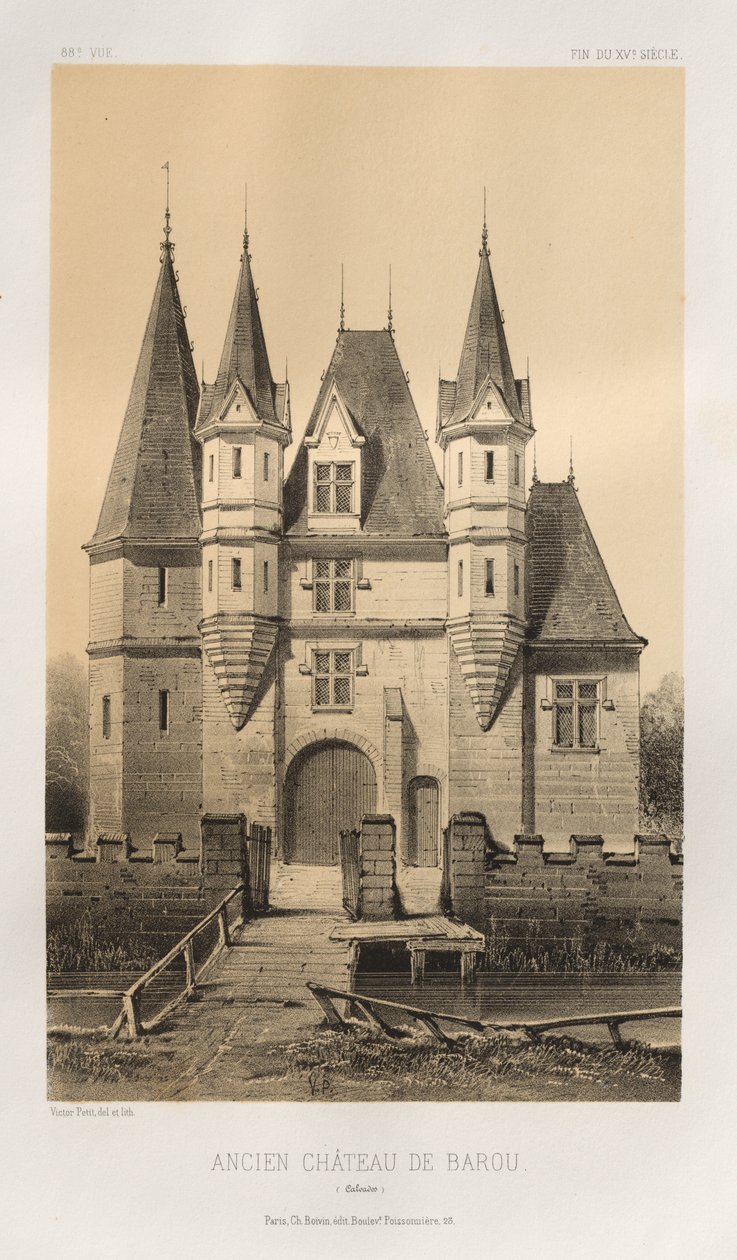 Arquitectura Pintoresca o Monumentos del Siglo XV. y XVI. Siglos: Castillos de Francia de los Siglos XV y XVI: Pl. 88, Antiguo Castillo de Barou (Calvados) de Victor Petit