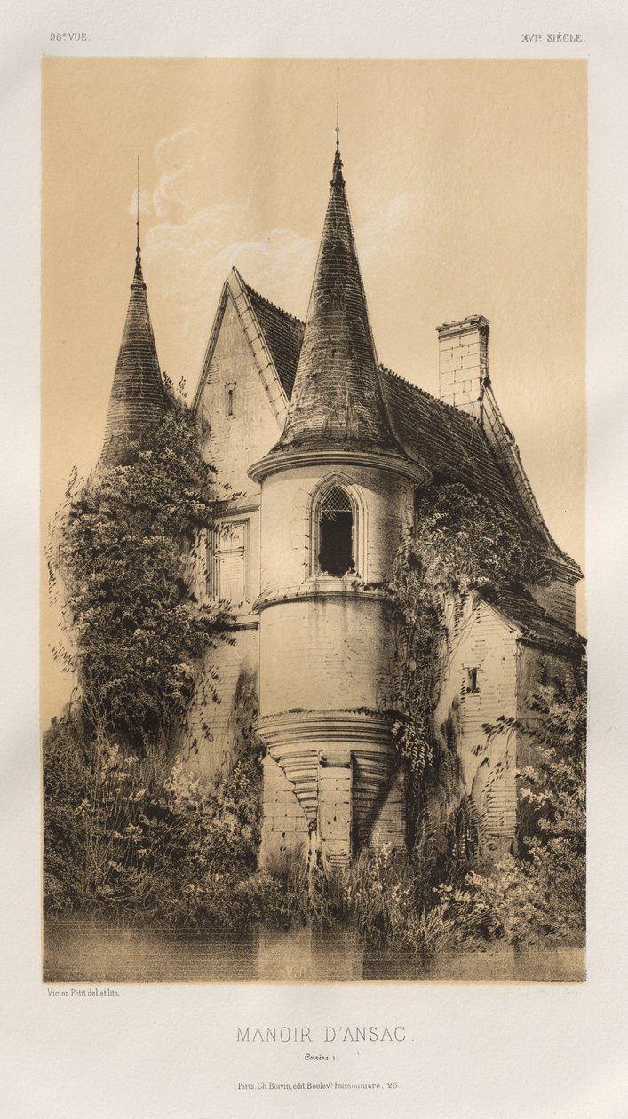 Arquitectura Pintoresca o Monumentos del Siglo XV. y XVI. Siglos: Castillos de Francia de los siglos XV y XVI: Pl. 98, Manoir d
